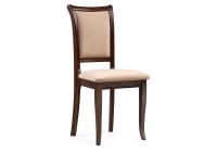 Стул деревянный Корнелл бежевый велюр / орех темный фото Стул деревянный Корнелл бежевый велюр / орех темный