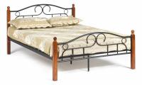 Кровать AT-808 Wood slat base дерево гевея/металл, 120*200 см (middle bed), красный дуб/черный