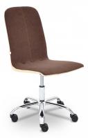Кресло RIO флок/кож/зам , коричневый/бежевый, 6/36-34