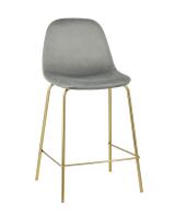 Стул полубарный Валенсия велюр серый золотые ножки