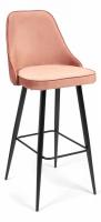 Стул барный KISH (mod. 714) ткань/металл, 50х57х110 см, высота до сиденья 78 см, коралловый barkhat 15 /черный (поставляется по 2 шт)