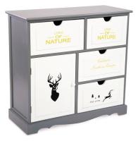 Комод с четырьмя ящиками и дверцей Серый / Ящики, дверца - белый фото Комод с четырьмя ящиками и дверцей Серый / Ящики, дверца - белый. Фото №1