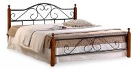 Кровать AT-815 дерево гевея/металл, 160*200 см (Queen bed), красный дуб/черный. Фото №1