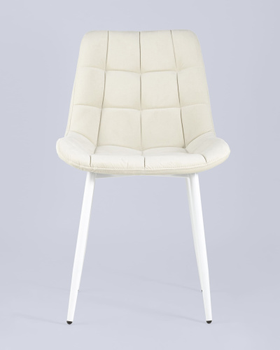 Стул Флекс велюр светло-бежевый белые ножки. Фото №5