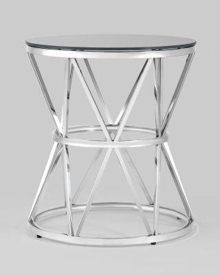 Журнальный стол 50*50 ВИВА серебро стекло черное. Фото