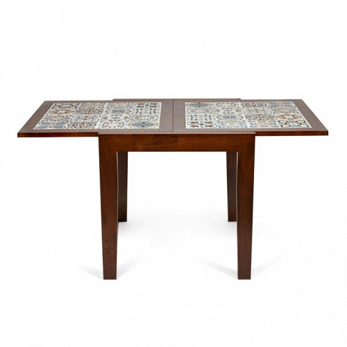 CT 3030 Kasablanca стол раскладной с плиткой дерево гевея/плитка, 73,5*73,5*75+73,5см , Тёмный Дуб, рисунок - марокко. Фото №2