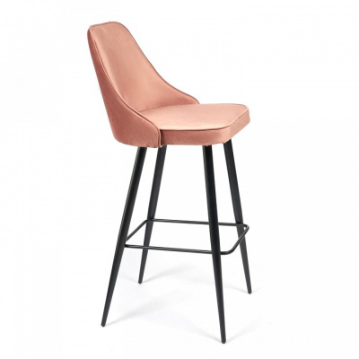 Стул барный KISH (mod. 714) ткань/металл, 50х57х110 см, высота до сиденья 78 см, коралловый barkhat 15 /черный (поставляется по 2 шт). Фото