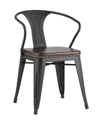 Стул TOLIX ARMS SOFT с подлокотниками черный матовый. Фото №1