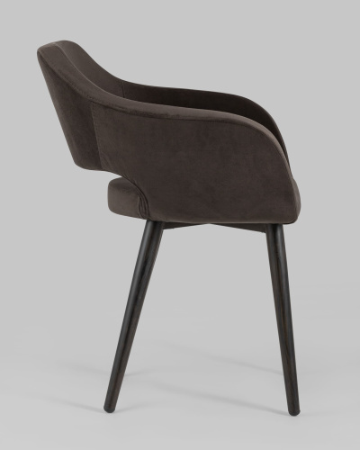 Стул с подлокотниками Саймон велюр темно-коричневый. Фото №4