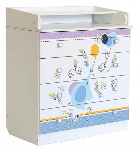 Комод пеленальный Polini kids Simple 1580 Слоник на шаре, белый фото Комод пеленальный Polini kids Simple 1580 Слоник на шаре, белый. Фото №1
