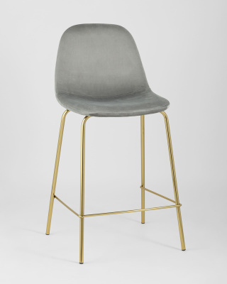 Стул полубарный Валенсия велюр серый золотые ножки. Фото