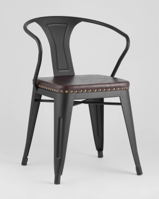 Стул TOLIX ARMS SOFT с подлокотниками черный матовый фото Стул TOLIX ARMS SOFT с подлокотниками черный матовый. Фото №3