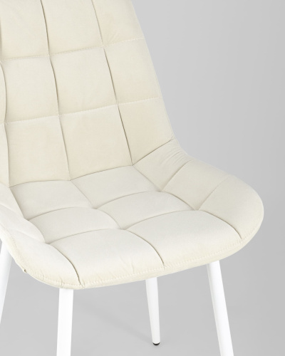 Стул Флекс велюр светло-бежевый белые ножки. Фото №9