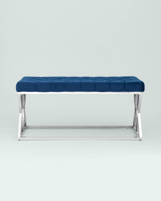 Банкетка ИНСИГНИЯ велюр синий сталь серебро фото Банкетка ИНСИГНИЯ велюр синий сталь серебро. Фото №4