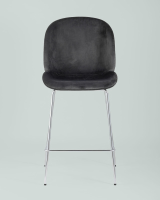 Стул полубарный Beetle со спинкой серый хромированные ножки. Фото