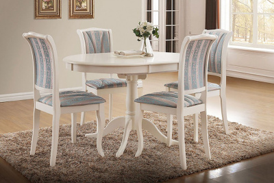 Стол раскладной Siena ( SA-T4EX) дерево гевея/мдф, 90+30х90х75см, ivory white (слоновая кость 2-5). Фото