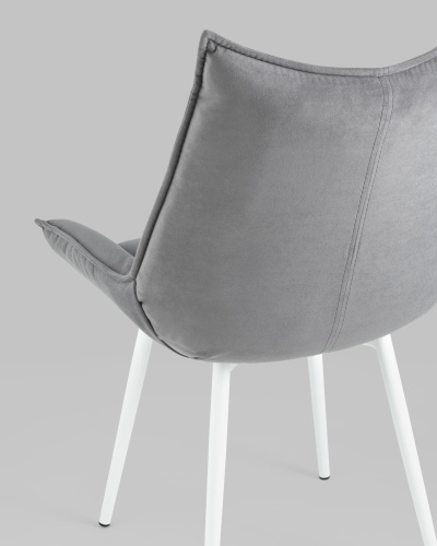 Стул Осло велюр серый белые ножки. Фото №8