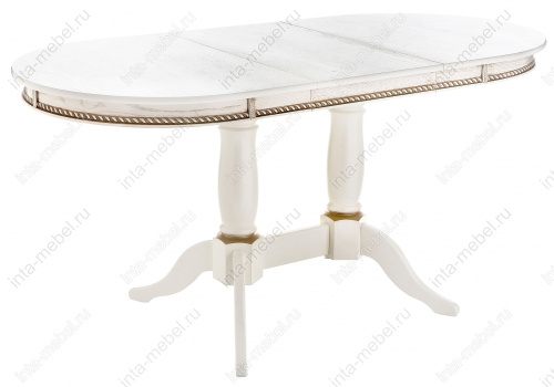 Стол деревянный Кантри 120 молочный с золотой патиной. Фото №2