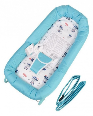Шезлонг детский Polini kids Коты, голубой. Фото