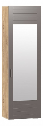 Шкаф для одежды НМ 013.16 Livorno (фасад с зеркалом), Софт Графит (ПВХ), Дуб Бунратти. Фото №1